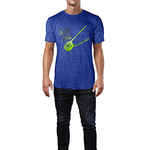 SINUS ART® Sushi Menu Herren T-Shirts in Vintage Blau Cooles Fun Shirt mit tollen Aufdruck