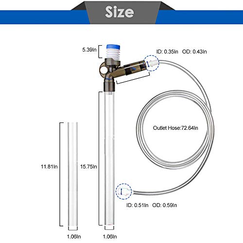 Gravel Vacuum Cleaner for Aquarium, Fish Tank Cleaner with Water Flow Controller, Extendable Pipe and 72” Long Siphon Hose, Perfect for Quick Water Changing and Sand Cleaning - BPA Free (30+40) - Thumbnail 5