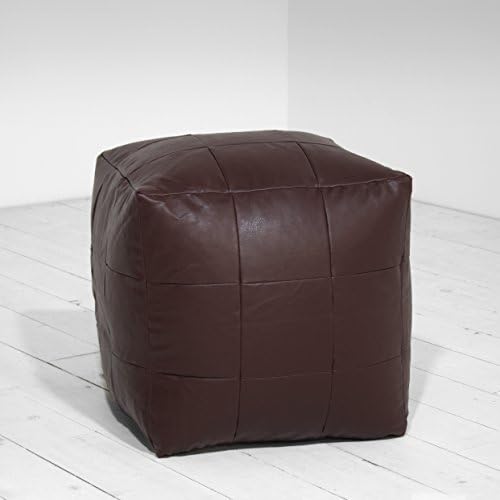 Faux Leather Patchwork Chocolate Foot Stool Rest Pouffe Cube Bean Bag Filled by Creative Living