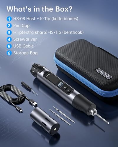 FNIRSI HS-03 Cordless Soldering Iron Kit, 2600mAh Battery Portable Soldering Iron, 212-842°F, 3s Fast Heating, 5-Level Temp, 0.96" IPS Display Soldering Iron for Electronics Repair, DIY, PCB