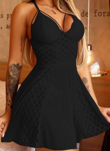 Donne-Sexy-Lingerie-Profonda-V-Chemise-Body-Sheer-Halter-Harness-Bralette-Teddy-Babydoll-Dress-Sleepwear