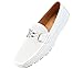 Amali Mens White Perforated Smooth Driving Loafer Shoes with Silver Double Bar Ornament: Style 1052-007