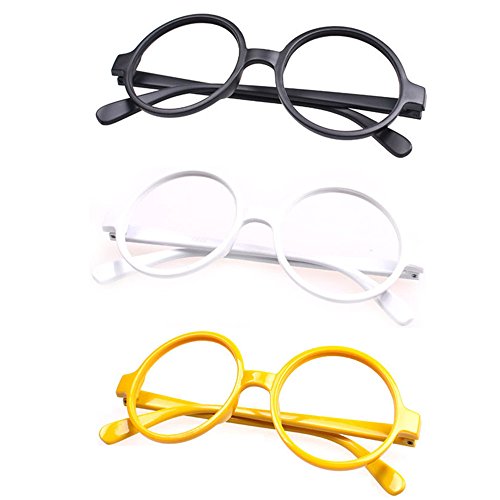 Set of 3 FancyG® Retro Geek Nerd Style Round Shape Glass Frame NO LENSES SET110