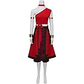 cosplayseek US Size Women’s Red Outfit with Top, Skirt, Inner Shorts, Neckband, Armbands, and Wristbands Cosplay Costume Set