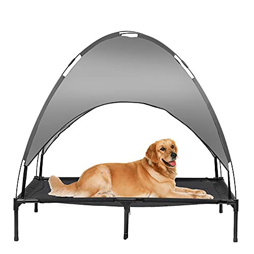 Zooba 50" Elevated Outdoor Dog Bed with Canopy, Cooling Raised Pet Cot