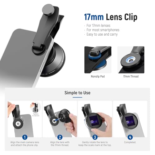 NEEWER 1.55x Blue Anamorphic Lens Compatible with iPhone Android Samsung, Phone Camera Accessories with 17mm Threaded Lens Clip & 58mm Filter Adapter Ring, Cinematic Wide Screen Effect, LS-43 Ultra