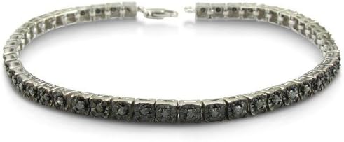 1ct Black Diamond Tennis Bracelet in Sterling Silver 7"