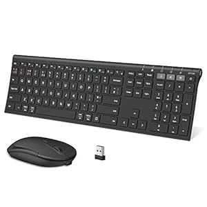 Bluetooth Keyboard and Mouse, Jelly Comb Multi-device Wireless Keyboard and Mouse Set Ultra Slim Rechargeable, UK Layout…