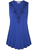 Women Tops and Blouses,Vivilli Women's Sleeveless V-Neck Curved Hem Elegant Flowy Tunic Tank Top(XX-Large,Royal Blue)