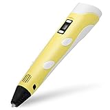 Magicpen 3D Doodler Drawing Pen For Kids With LCD Screen And Free 1.75mm ABS Filament + Art Crafts Printing V2.0 (Yellow)