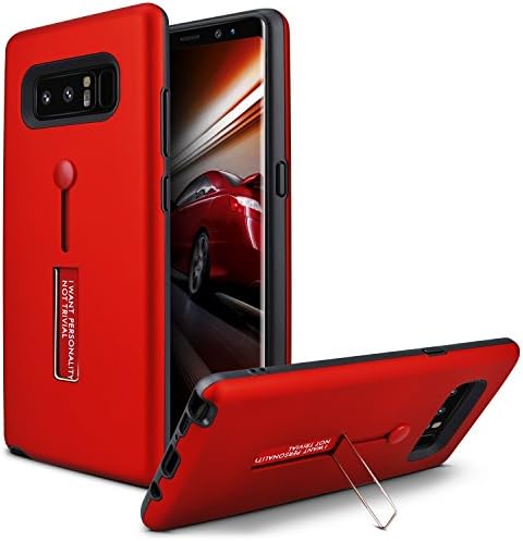 Samsung Galaxy Note 8 Case, MOMOTECH Premium 3 in 1 Slim Fit Galaxy Note 8 Case Finger Strap Holder Grip with Kickstand Support Wireless Chraging Shockproof Case for Samsung Galaxy Note 8 - Red
