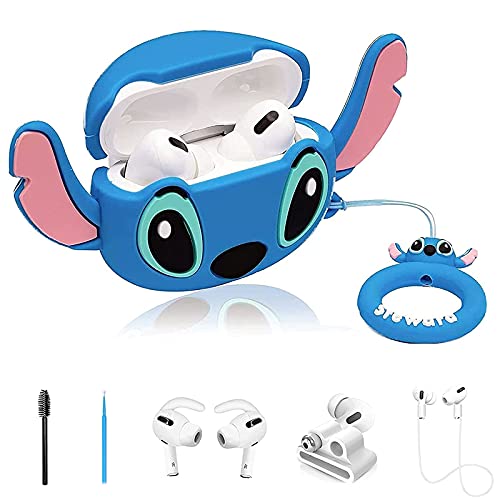 in Stitch Airpod Pro Kit, Fashion Cute Funny Cool Silicone Cover for  Girls Boys Woman Kids with Ear Hooks/