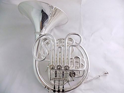 Alexander 103 French Horn F/Bb Double Row Lacqer/Silver Plated Finish with Case and Mouthpiece Musical Instruments Professional (Silver plated)