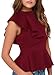 Dearlovers Women Ruffle Side Casual Peplum Top Shirt Large Wine