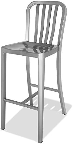 CHAIR DEPOTS Rapids Premium Steel Bar Stool, Silver Powder Coated finish