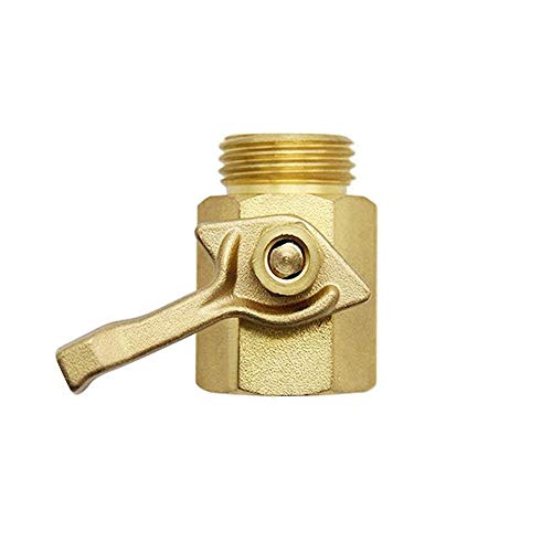 Gimiton Heavy Duty 3/4" Brass Shut Off Valve Garden Hose Connector, Water Shut-Off Ball Valve Standard 3/4'' Thread Connector Industrial, Garden Hose Connector