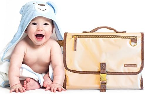 Strawbewwies Baby Changing Station, Portable Diaper Changing Clutch for Toddlers, Babies & Infants, Travel Changing Mat w/Pacifier Case & Strap, & Wipe Case