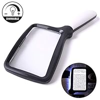 Large Hand Magnifying Glass Handheld Folding Reading Magnifier 3X Magnification with 5 Dimmable LEDs Ideal for Reading Small Prints, Book, Low Vision, Read Easily at Night