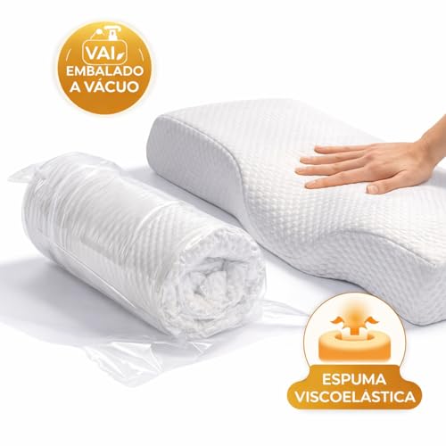 Travesseiro Cervical Ortopédico Viscoelástico – Suporte Ergonômico para Coluna e Pescoço – Espuma NASA – Alívio de Dores