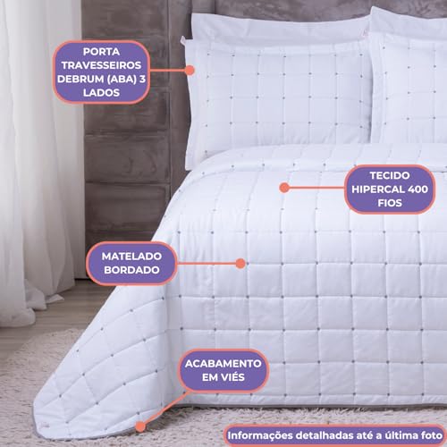 Cobre Leito Valence Hipercal 400 Fios Matelado Toque Percal (Branco, Casal King) | Hipoalergênico