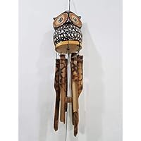 Bongjas Dream Owl Bamboo Wind Chime Memorial Gifts - Wood Wind Chime | Large Indoor Outdoor Wooden | Wind Chimes for Garden | Yark, Patio and Home Décor
