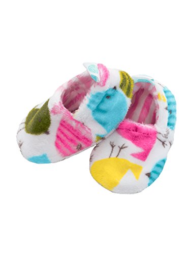 Baby Laundry Plush and Soft Reversible Booties, Slippers/Shoes for Girls - Baby Birds (3-6 Months)