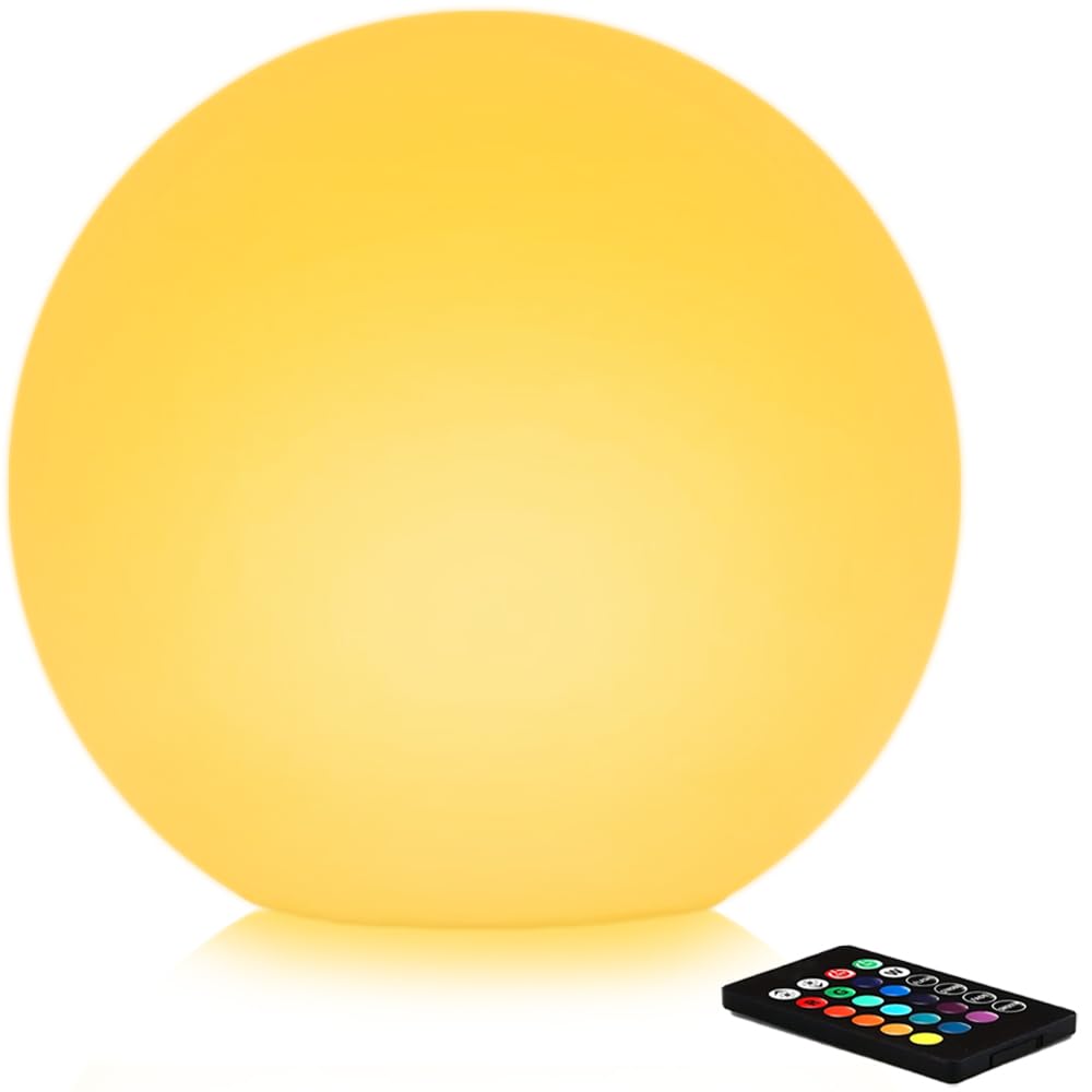Photo 1 of 12-in Solar Garden Globe Light Outdoor, Solar Glowing Ball Light w/Remote, 16 RGB Color Changing Waterproof Large Outdoor Orb Lamp, Landscape Lighting Mood Lamp w/Ground Stake for Patio Yard Lawn Path