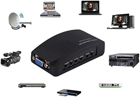 SUGARHOST PC Laptop Composite Video TV RCA Composite S-Video AV In To PC VGA LCD Out Converter Adapter Switch Box Black US Plug