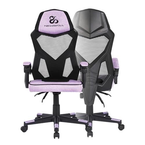 Eros Silla Gaming ergonómica con Respaldo de Malla, Asiento Acolchado y Base metálica - Color Morado