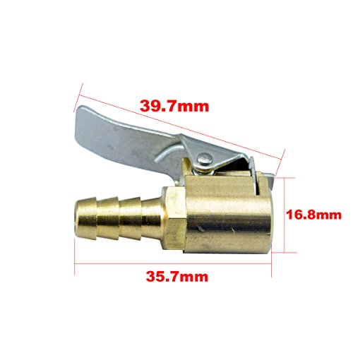 AutoEC Open Flow Air Chuck with Clip, Tire Inflator Lock-on Air Chuck - Tire Inflator Valve Connector - 6mm 1/4â€™â€™ Brass