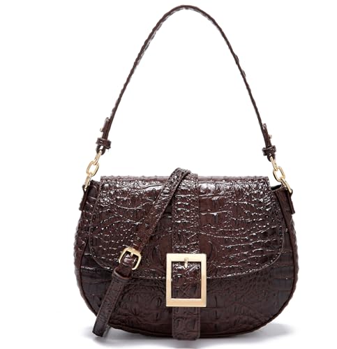 Makcr Joacbv Leather Bags for Women Luxury Handbag Flap Purse Crocodile Pattern Crossbody Ladies Gradient Color Shoulder Bag