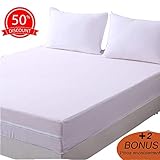 DOWNCOOL Zippered Mattress Encasement Cover- Include 2 Bonus Pillowcase- Bed Bug Proof, Dust Mite Proof, Breathable Six Sided Mattress Protector (9-12 deep, Queen)