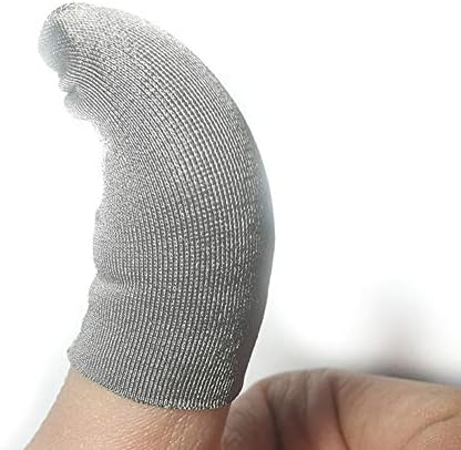 1 Pair Mini Sweatproof Mobile Finger Stall Ultra Thin Finger Cots Silver Fiber Game Controller Finger Sleeves Cover for iPhone Android Gaming Tools(Dark)