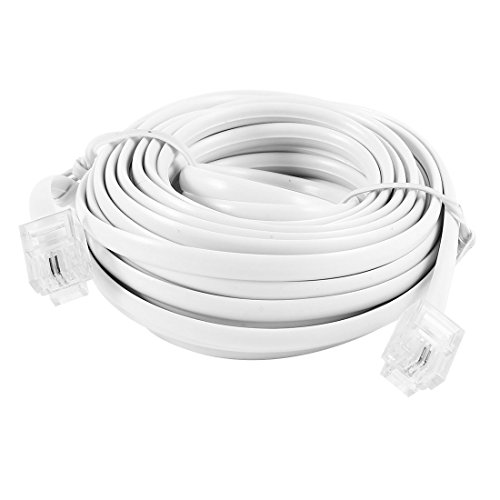 uxcell RJ11 6P2C Modular Telephone Extension Cable Wire White 6M 20Ft