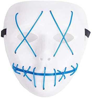 SOWU Halloween Mask, The Purge Movie EL Wire DJ Party Festival Halloween Costume LED Mask HQ New