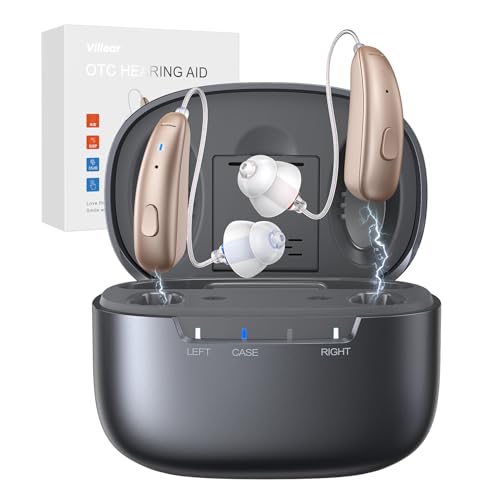 Rechargeable Hearing Aids for Seniors, BTE Hearing Aids - 16-Channel Digital Sound Processing with Intelligent Noise Reduction, Auto On/Off, 100Hrs Total Battery Life, Lightweight All-Day Comfort
