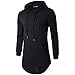 Keybur Mens Hipster Hip Hop Longline Classic Pullover Long Sleeve Hoodies Fashion Sweatshirt (L, Black)