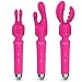 Vibrator, G-spot Rabbit Wand Massager Cordless - 7 Speeds - Rechargeable & Waterproof - Body Safe Silicone Vibrating Dildo Sex Toy for Women with Extra Head Sleeve (Pink)