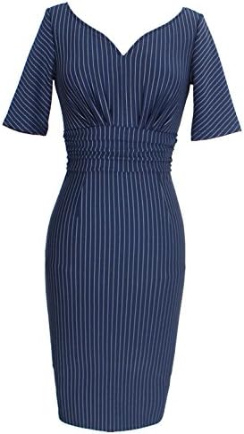 Vfemage Womens Elegant Sexy V Neck Ruched Wear to Work Party Bodycon Dress