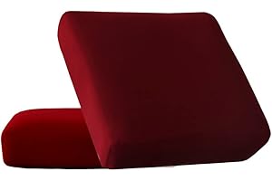 HOOBUY Waterproof Couch Cushion Cover 2Pieces Stretch Sofa Slipcovers Furniture Protector with Elastic Suitable for Loveseat,2 Seater Sofa (2, Wine)