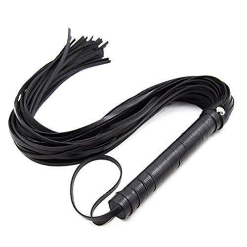 3 Pack Leather Handcuffs Set Adjustable Handcuffs with Leather Whip with Feather Black