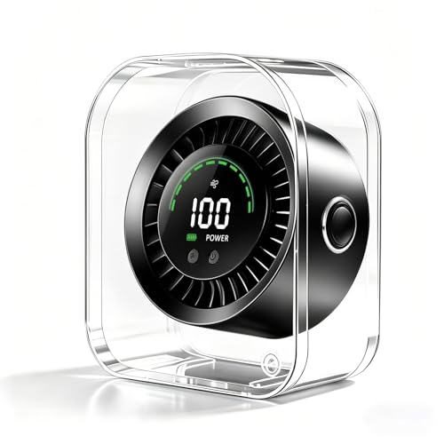 DDKJ Silent Desk Fan 20dB, 100 Adjustable Speeds, 360° Rotation, LED Display, 4000 mAh Battery, 3.5-15 Hour Battery Life, Works Connected, for Wall, Home, Bedroom, Children and Adults