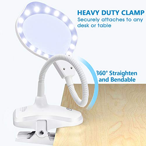 image for Joypea Magnifying Glass Lamp,2X-4X Magnifier LED Light with Clip and F