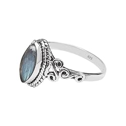Labradorite Stone Ring 925 Sterling Silver
