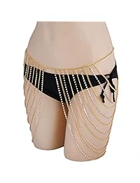 Brishow Boho Rhinestone Body Chain Sexy Waist Chain Belly Unibody Summer Beach Bikini Swimsuit Body Jewelry for Women and Girls