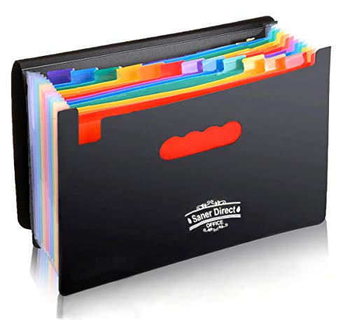 SanerDirect Expanding File Folders, 12 Pockets Multi-Color Accordion A4 Documents Bill Letter Organiser File, Plastic Portable Filling Storage with Big Capacity Expandable File with Cover - Thumbnail 7