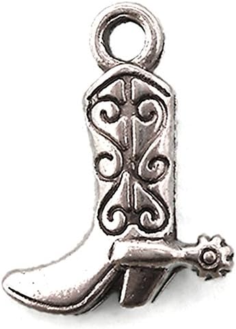 50 Cowboy Boot Charms silver tone