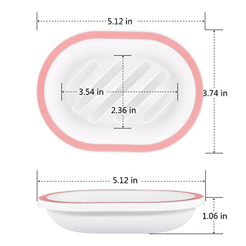 Bligli Durable Draining Soap Dish, Soap Case Bar Soap Holder with Drain for Sinks and Baths, Drain Well, Keep Soap Dry and Clean,Pink and White, 2 Pack