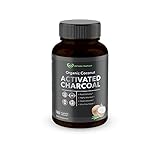 Organic Coconut Activated Charcoal Capsules, 180 Vegetable Pills, For Digestive System, Teeth Whitening, Detoxification , Hangover Prevention, Gas and Bloating. Non GMO~Vegan~ Made in USA