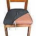 Melaluxe 4 Pack Stretch Dining Room Chair Seat Covers, Removable Washable Jacquard Anti-Dust Upholstered Kitchen Chair Seat Cushion Slipcovers (Dark Grey)